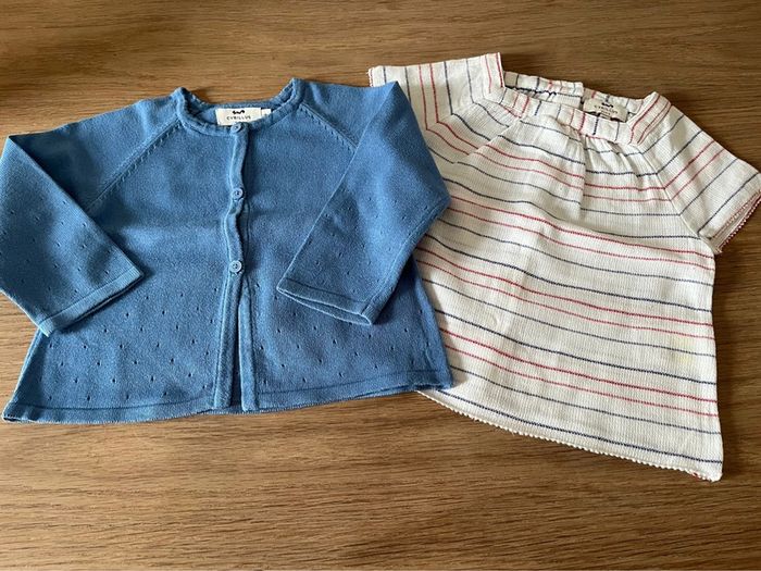 Lot cardigan et t-shirt 18m