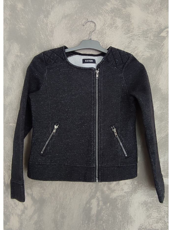 Veste noire et argentée 10 ans Kiabi