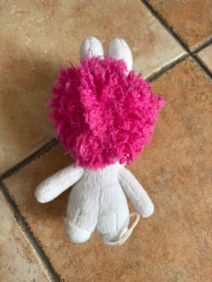 Peluche lapin cretin blanc et rose - photo numéro 2