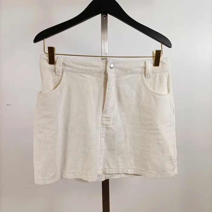 Jupe blanche velour côtelé mini jupe A1383 DCMJ