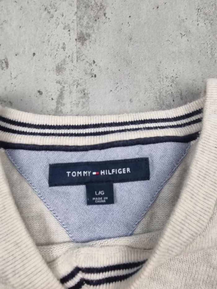 Pull col V Tommy Hilfiger gris clair, L Hommes - photo numéro 3