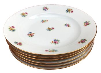 6 assiettes anciennes creuses  P.N France  Porcelaine brassées de fleurs