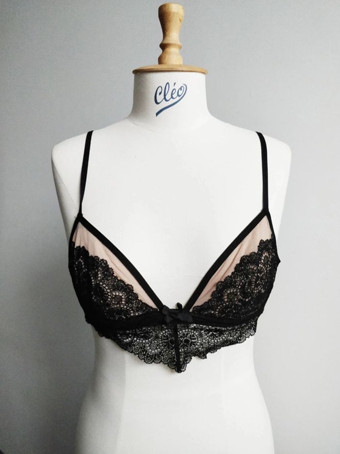 Soutien gorge dentelle noir et nude