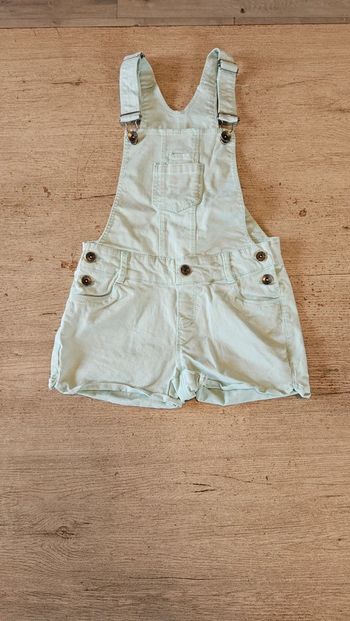 Adorable salopette short turquoise clair à bretelles, Okaîdi, 8 ans, neuf