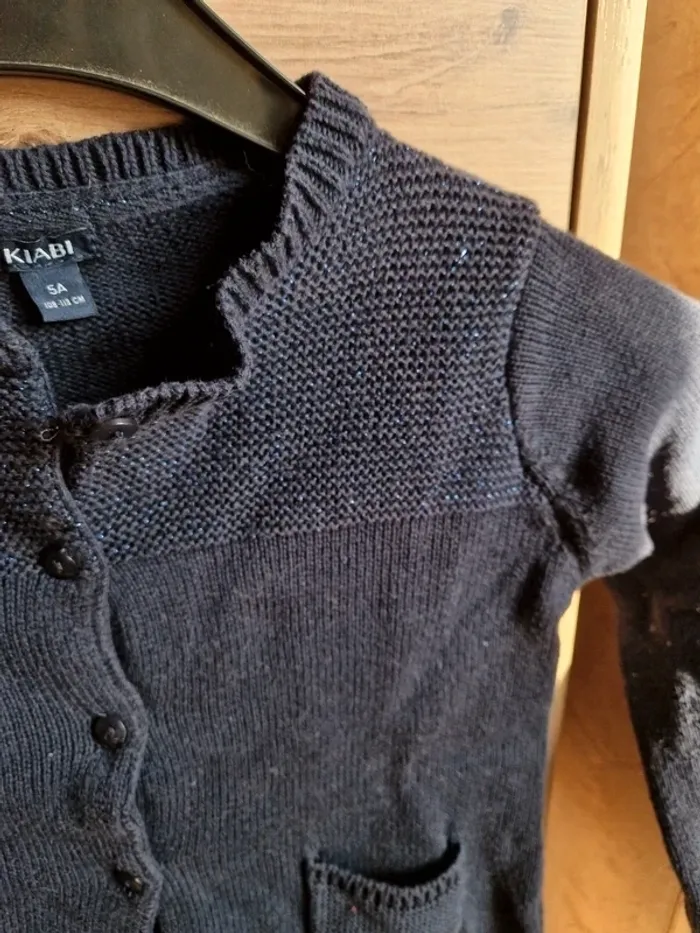 Gilet laine bleu marine boutons 5 ans - photo numéro 2