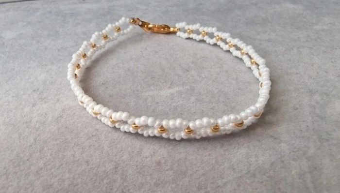 Bracelet thème mariage blanc et doré - photo numéro 4