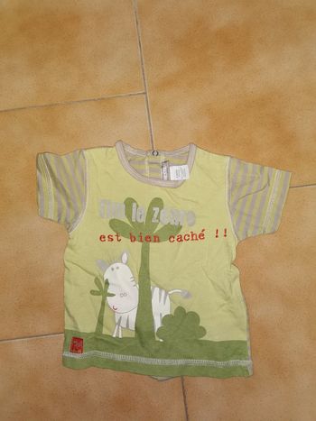 Tee shirt rayé zèbre 6mois