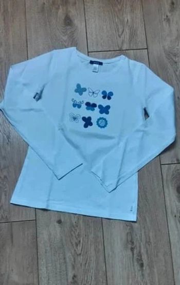 Tee-shirt ML okaidi blanc motif papillons 10 ans neuf jamais porté