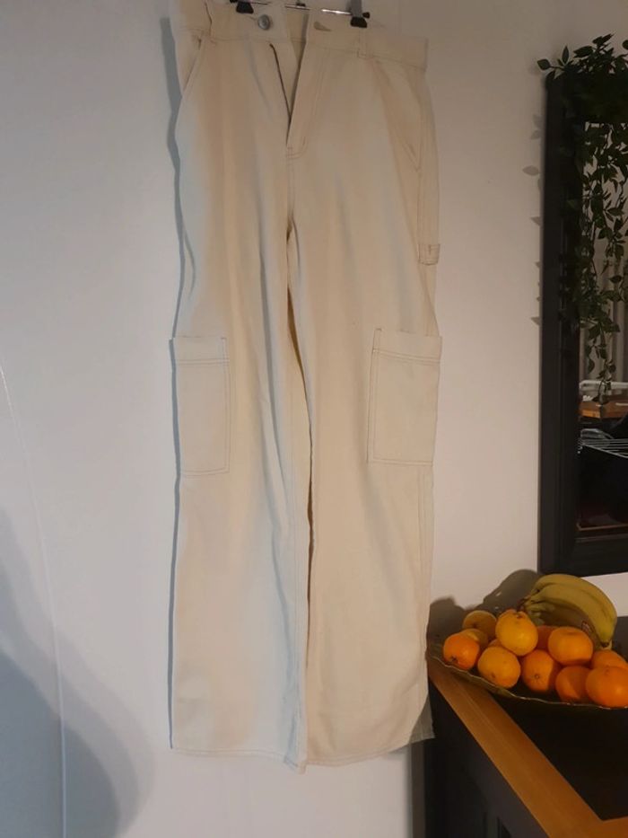 Pantalon cargo jean Ecru - photo numéro 2