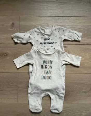Pyjama velours gemo 2 mois lot de 2