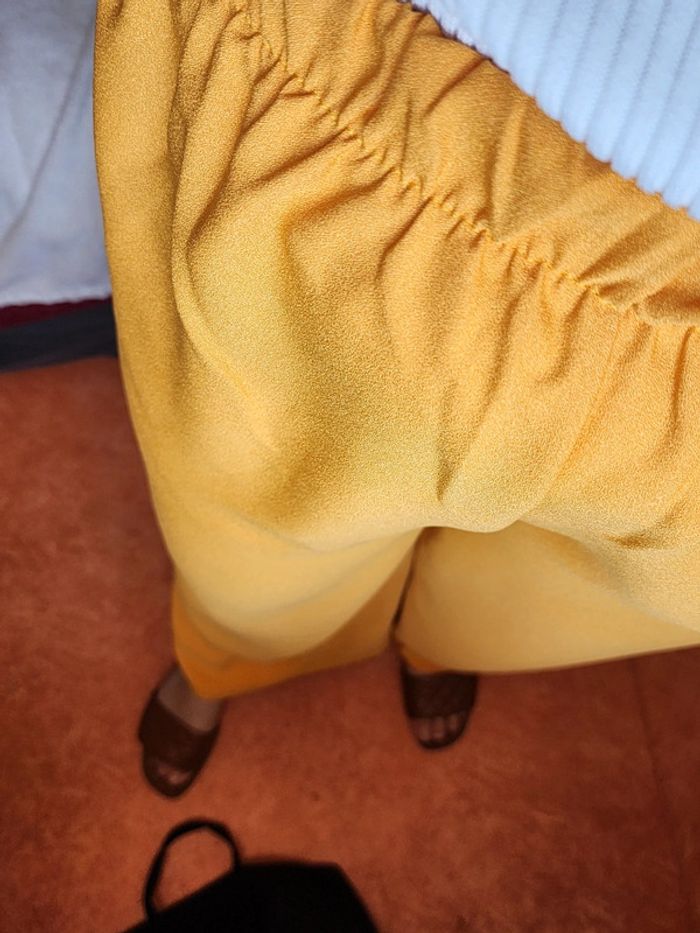 Pantalon à jambes larges / palazzo jaune moutarde TU 36/40 - photo numéro 5