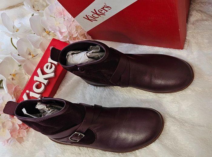 Bottes Bottines Cuir Zip Kickers T36 - photo numéro 3