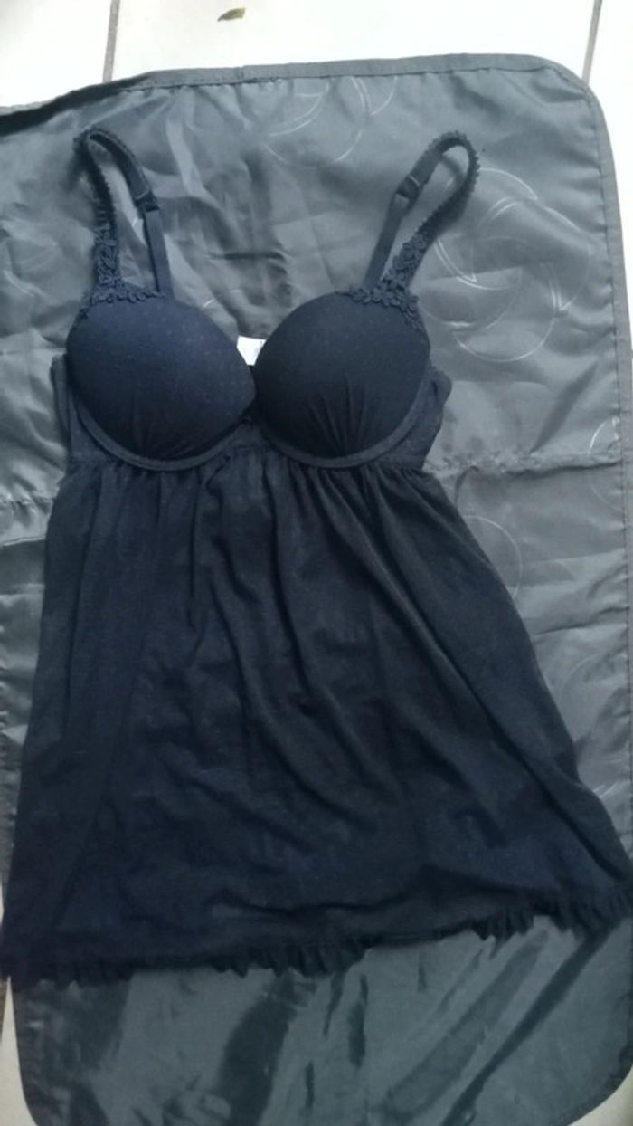 Très jolie Nuisette transparente bleu marine