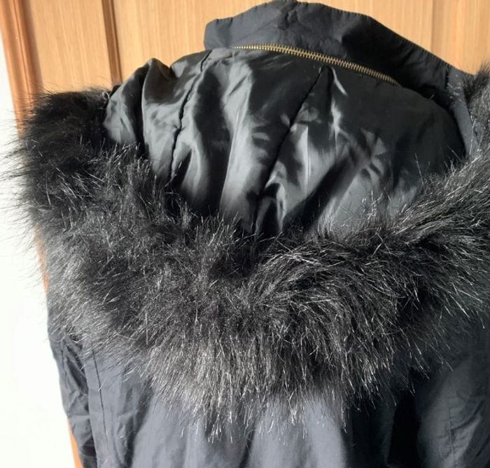 Parka longue noire à capuche fausse fourrure taille 40/42 - photo numéro 4