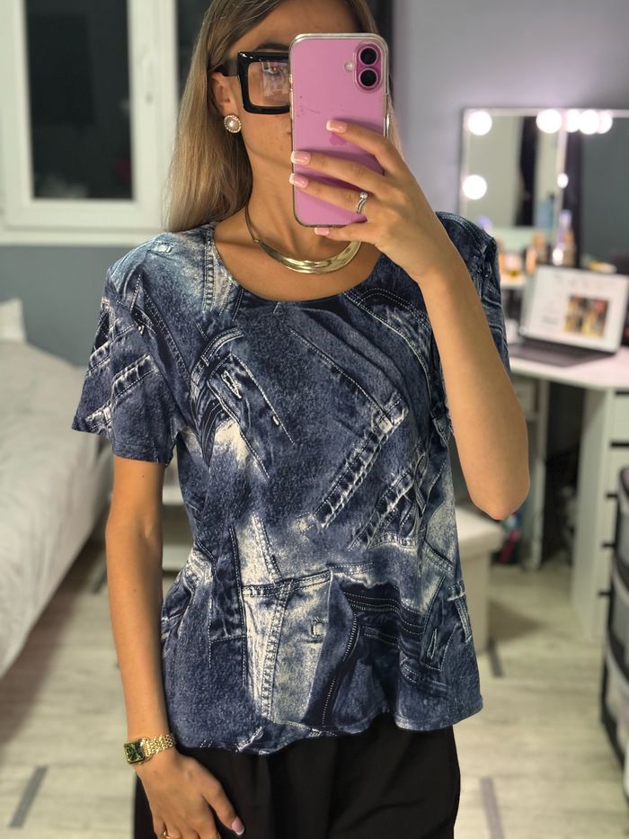 👕 T-shirt imprimé effet jean