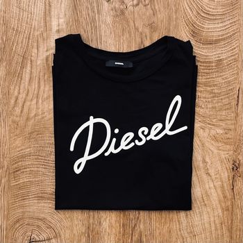 T.shirt noir à manches courtes neuf Diesel pour femme, taille S