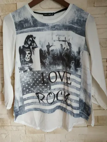 Blouse fille 16 ans 9u XS/S manches longues tbe blanche grise LPC Girls