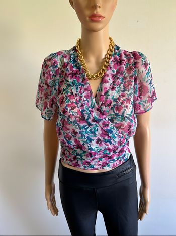 Blouse courte fleurie à manches courtes Morgan taille 34 jamais portée