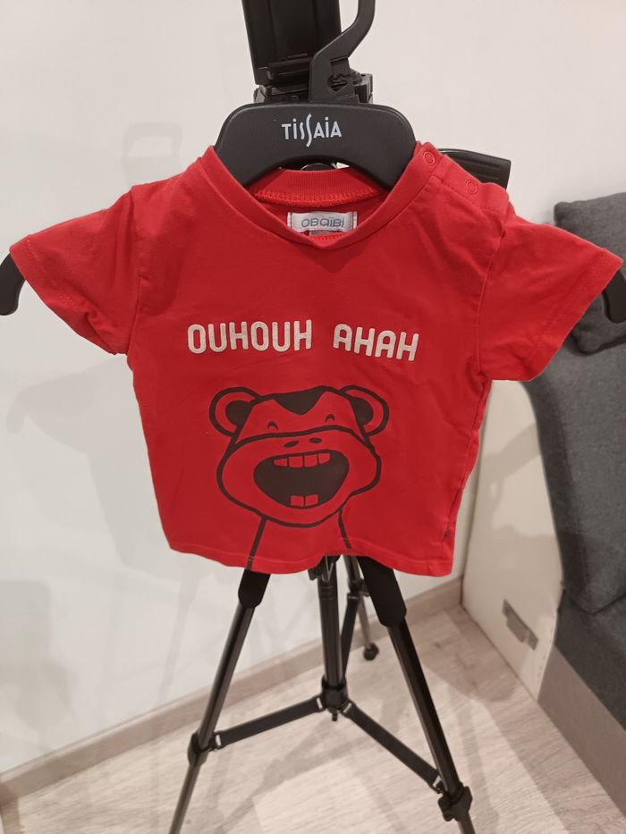 Tee-shirt 9 mois obaibi rouge bordeaux