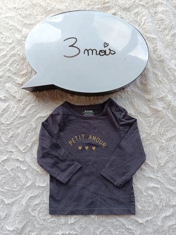 Tee shirt chemise manches longues Mixte 3 mois Cœur Petit amour Kiabi Eco conception 100% coton bio
