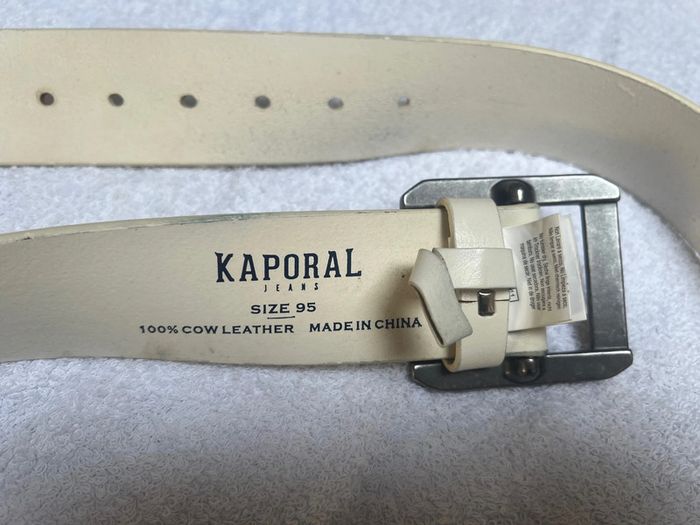 ceinture kaporal cuir blanc taille 95 en bon etat - photo numéro 3