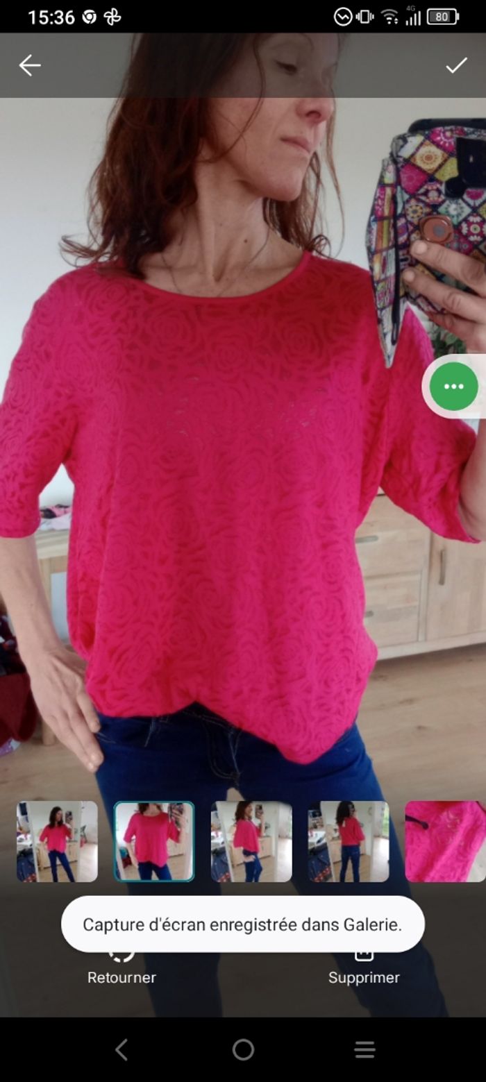 Top femmes 48 fushia à motifs rose c78 - photo numéro 2