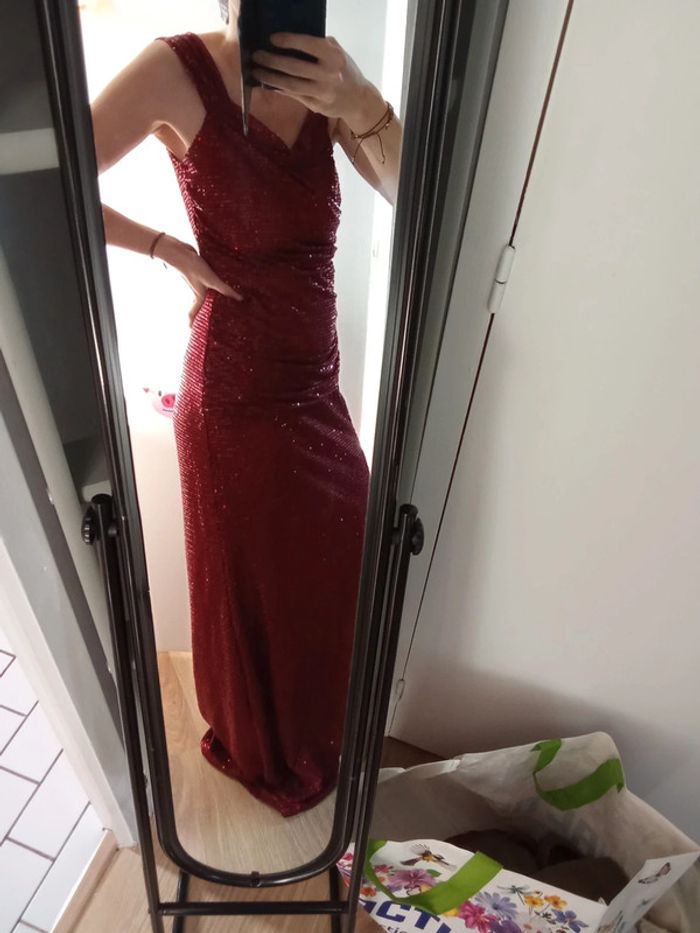 Robe gala sexy et elegant - Rouge strass - photo numéro 8