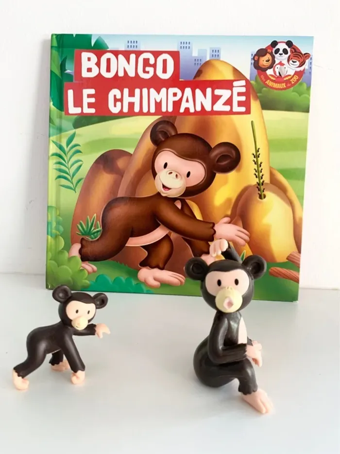 Bongo le chimpanzé - 📚 livre avec figurine. altaya De agostini. collection “Mes animaux du zoo”