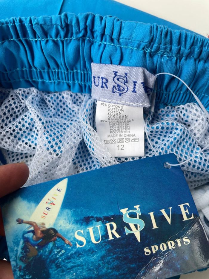 Short de bain bleu taille 12 ans survive sport - photo numéro 5