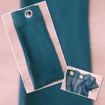 Rideau anneaux vert émeraude turquoise