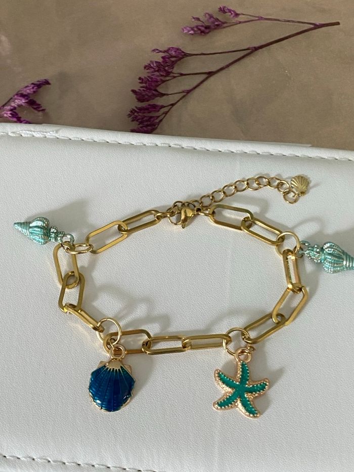 Bracelet en acier inoxydable avec pendentif style mer - photo numéro 2