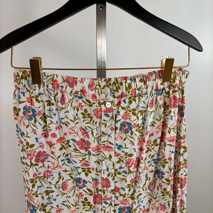 Jupe mi-longue blanche fleurie taille élastique viscose fluide imprimé coloré été taille 38 A1418 - photo numéro 3