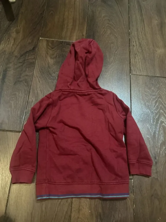 Sweat pull à capuche garcon en coton bordeaux motif tigre sergent major 3 ans - photo numéro 3