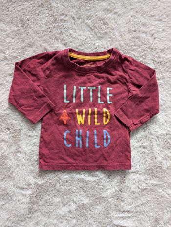 T-shirt manches longues bébé Primark 9-12 mois (80cm) "Little Wild Child"