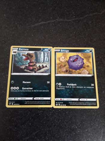 Escroco + Smogo lot de 2 cartes Pokémon neuves