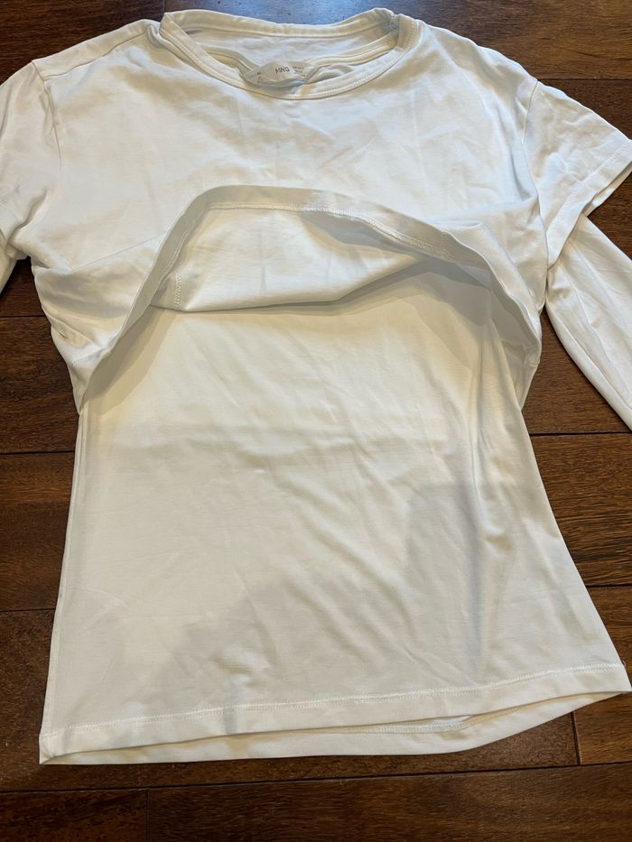 T-shirt manches courtes longues blanc serre mango taille S/36 - photo numéro 4