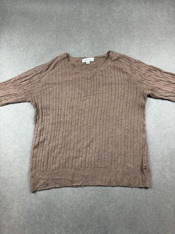 Pull vintage torsadé cable knit marron