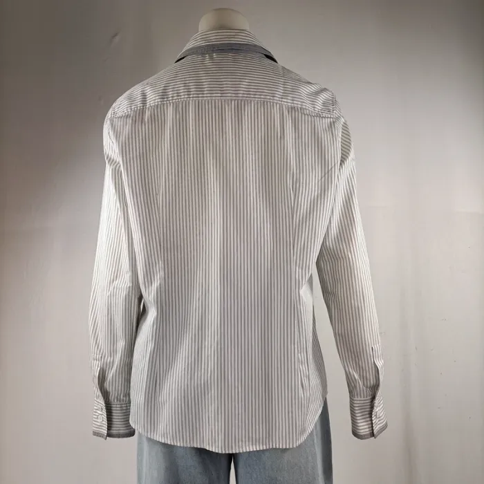 Chemise rayée Basler à col contrastant gris, manches longues, taille 42 A1181 - photo numéro 8