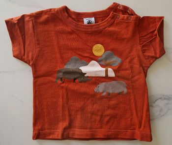 T-shirt orange Rhinocéros Petit Bateau 6 mois