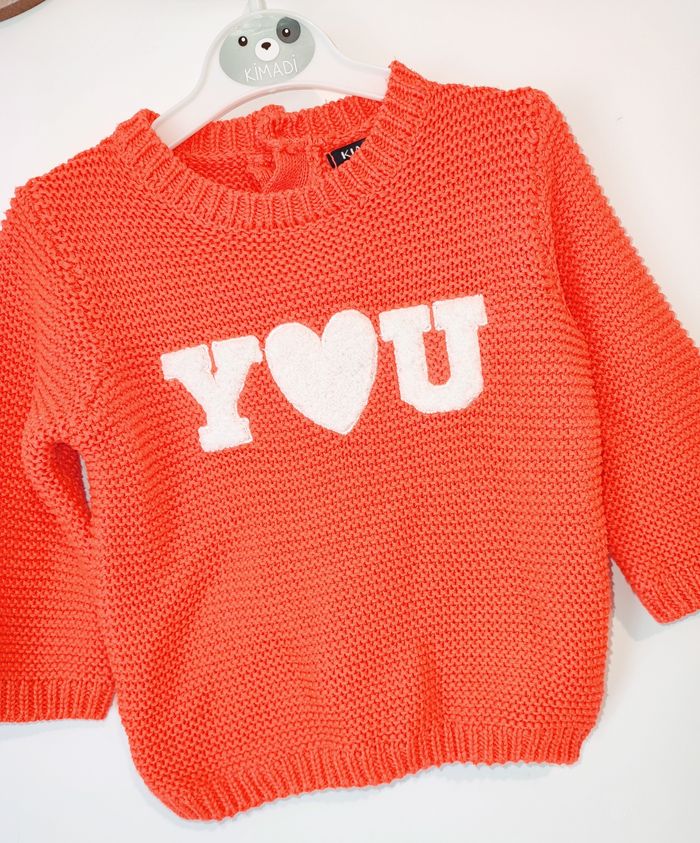 🌸 Pull en maille - Orange - Kiabi - 9 mois 🌸 - photo numéro 3