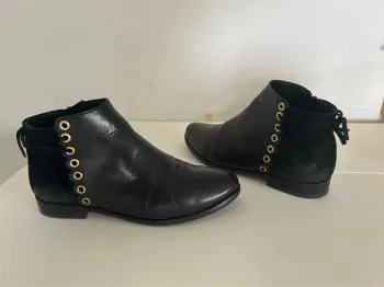 Bottines noires en véritable cuir, femme, pointure 36