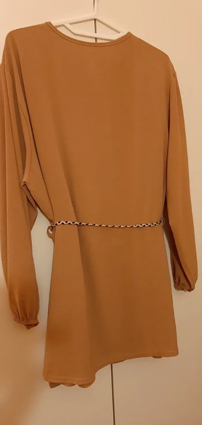 Ensemble tunique et palazzo camel et doré fabriqué en France - photo numéro 3