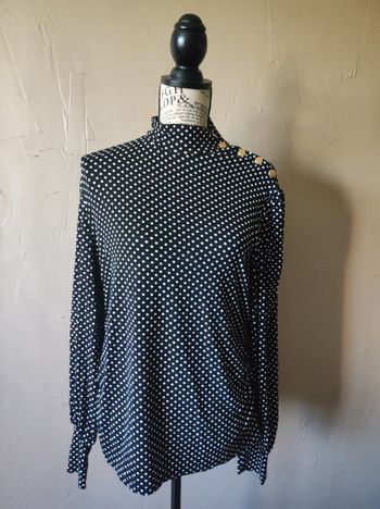 Top à pois noir et blanc La redoute taille L