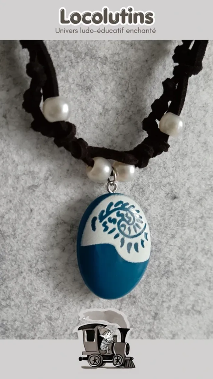 🚂 Collier ▪ pendentif bleu Vaiana - photo numéro 2