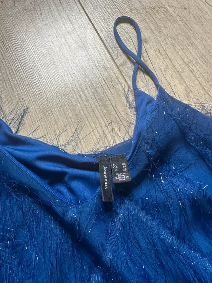 Top nuisette bleu électrique paillettes vero moda XS - photo numéro 3
