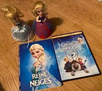 DVD dessin animé Reine des neiges et 2 poupées Anna et Elsa