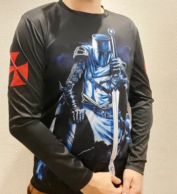 T-shirt manche longue chevalier médiéval / croix templier – Taille S - Très bon état - Noir