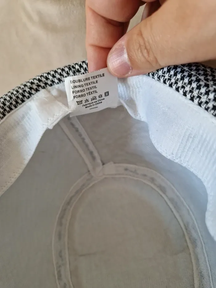 Chapeau motif pied de poule noir et blanc avec nœud - photo numéro 9