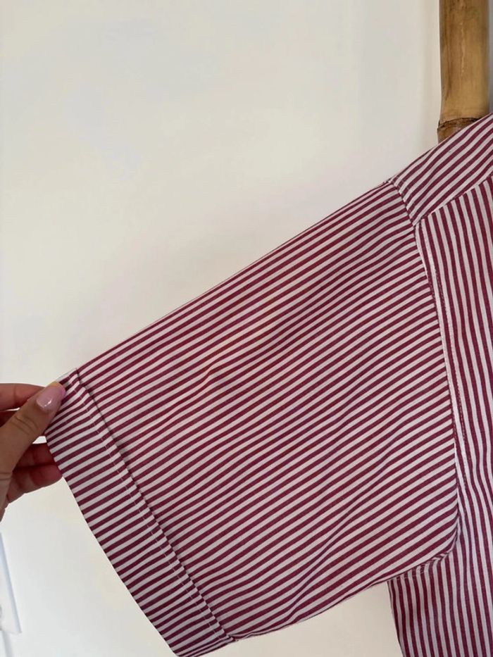 Chemisette à rayure bordeaux et blanche taille L - photo numéro 3