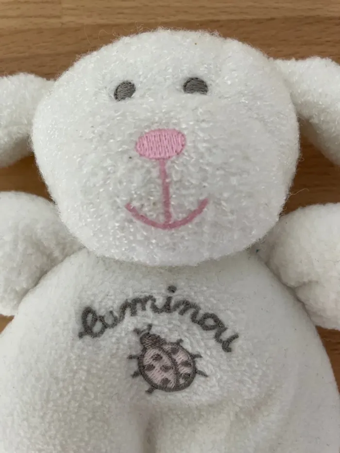 Doudou Luminou chien blanc hochet - photo numéro 2